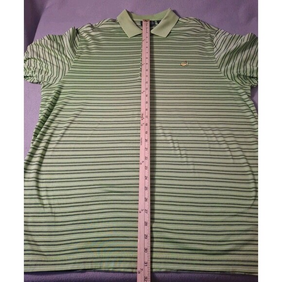 Amen Corner Polo Shirt XL Green Striped Masters Pima Logo Short Sleeve Preppy - Picture 4 of 6